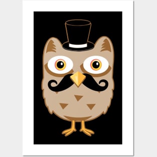 Mustache Owl Posters and Art